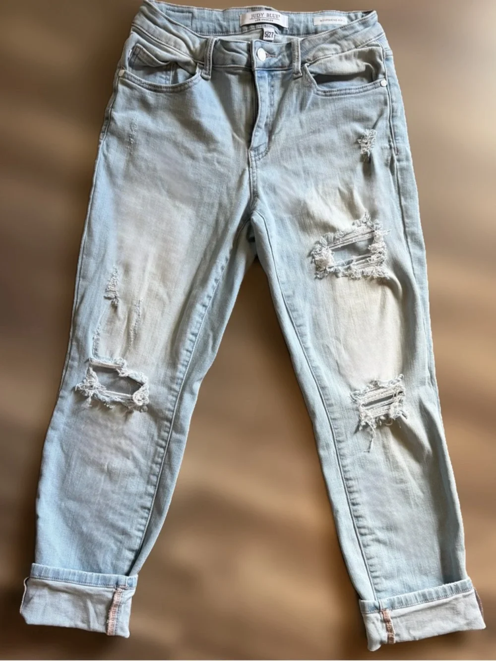 Judy Blue Boyfriend Fit Distressed Light Wash Jeans Size 5/27 - Picture 3 of 8